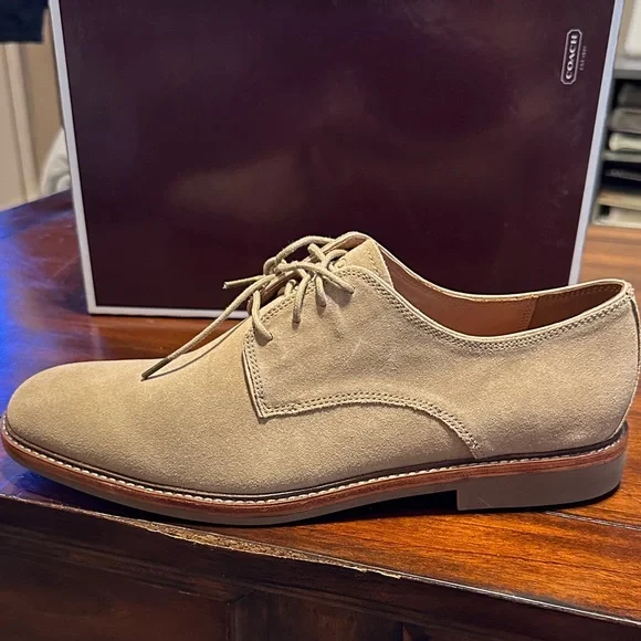 Coach Men's Taupe Suede Oxfords - Picture 10 of 13